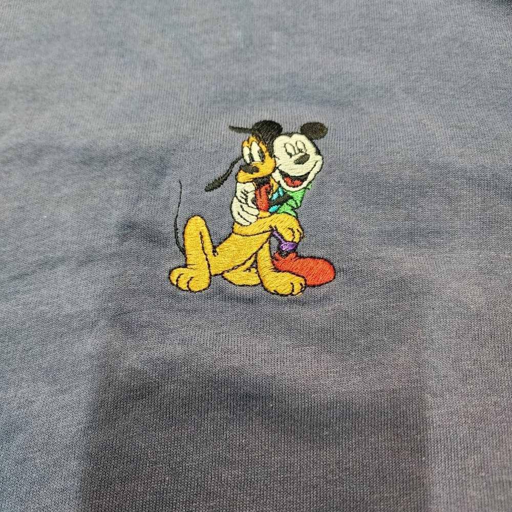 VTG Mickey & Goofy Embroidered Blue T-Shirt Singl… - image 2