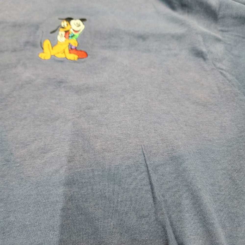 VTG Mickey & Goofy Embroidered Blue T-Shirt Singl… - image 3