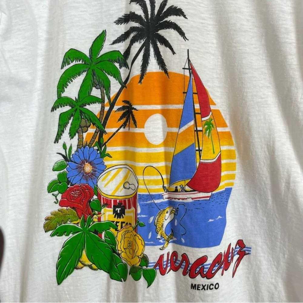 Vintage Tee Mexico Graphic Short Sleeve Unisex Wh… - image 2