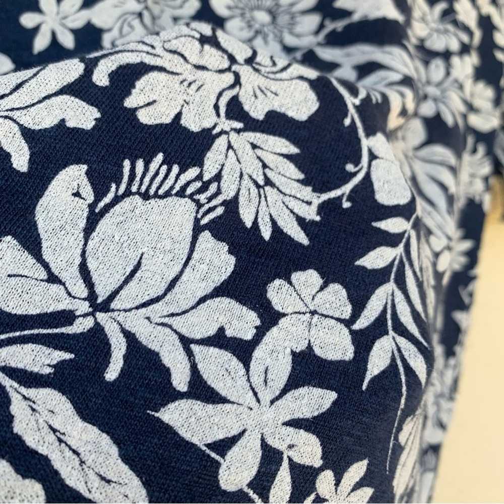 Zara Man Navy Blue Hawaiian Floral Linen TShirt S… - image 5