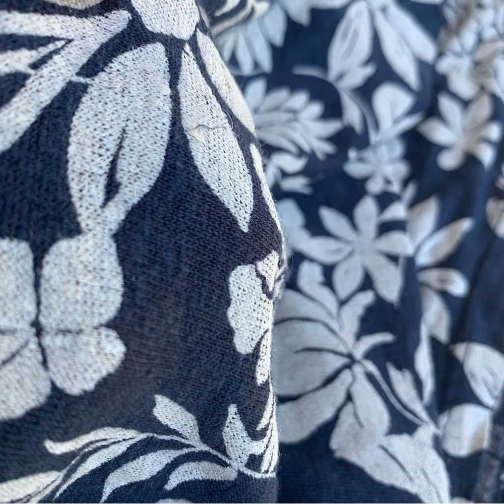 Zara Man Navy Blue Hawaiian Floral Linen TShirt S… - image 7