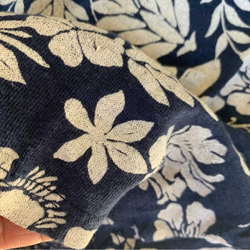 Zara Man Navy Blue Hawaiian Floral Linen TShirt S… - image 8