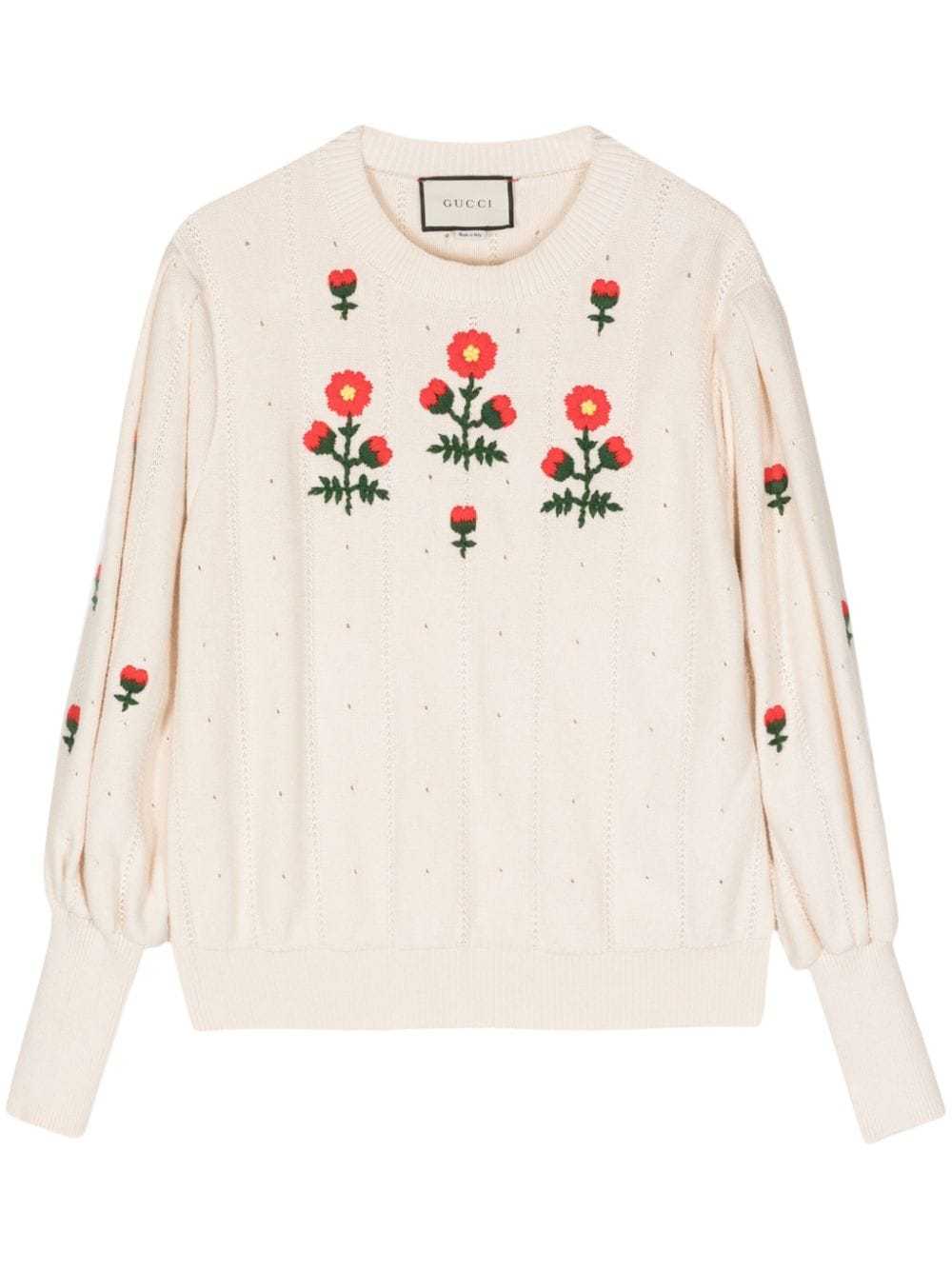 Gucci Pre-Owned 2010 floral-embroidered wool jump… - image 1