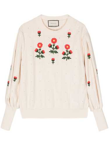 Gucci Pre-Owned 2010 floral-embroidered wool jump… - image 1