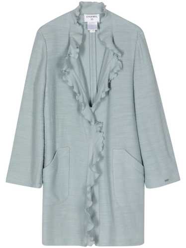 CHANEL Pre-Owned 1998 ruffled long cardigan - Blue - image 1