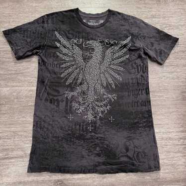 Affliction Shirt Mens Medium Gray Grunge Wings Bi… - image 1