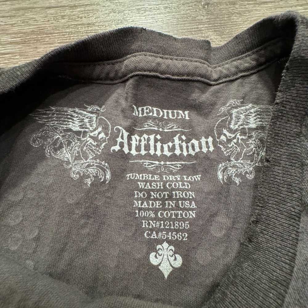 Affliction Shirt Mens Medium Gray Grunge Wings Bi… - image 6