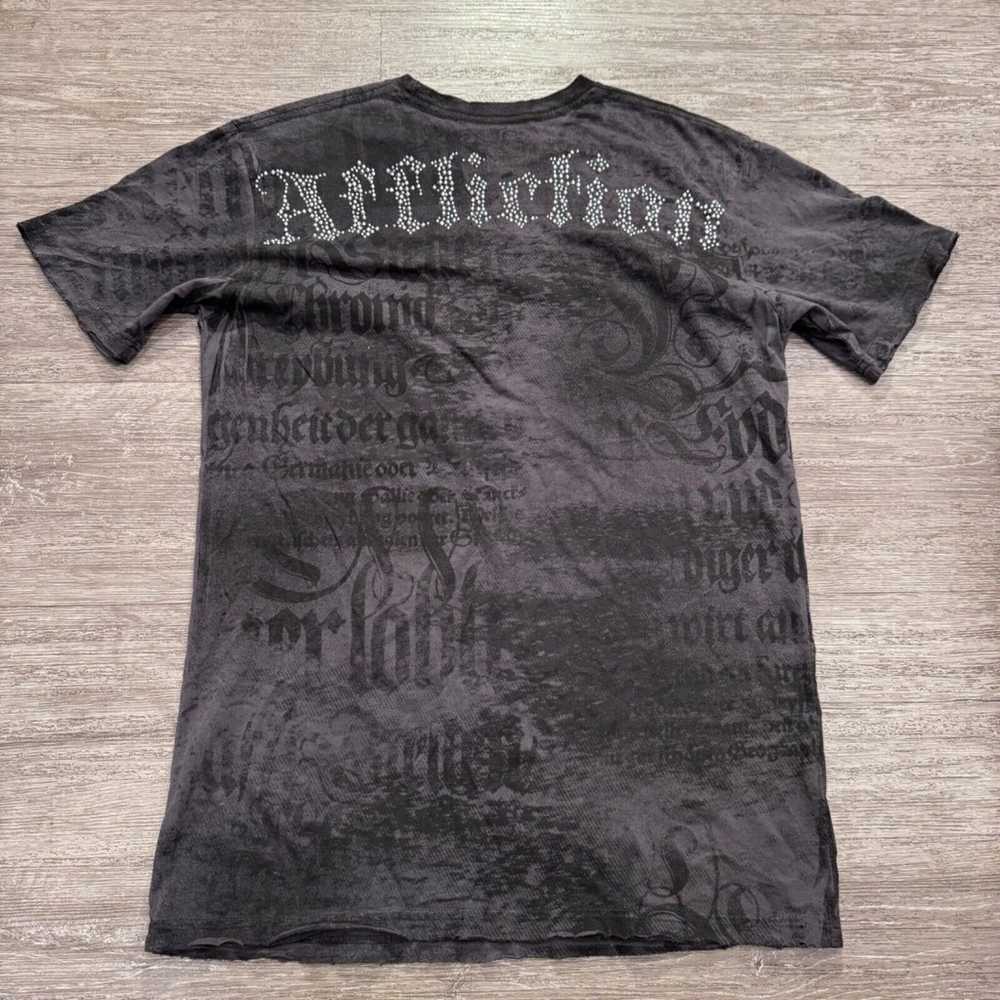 Affliction Shirt Mens Medium Gray Grunge Wings Bi… - image 7