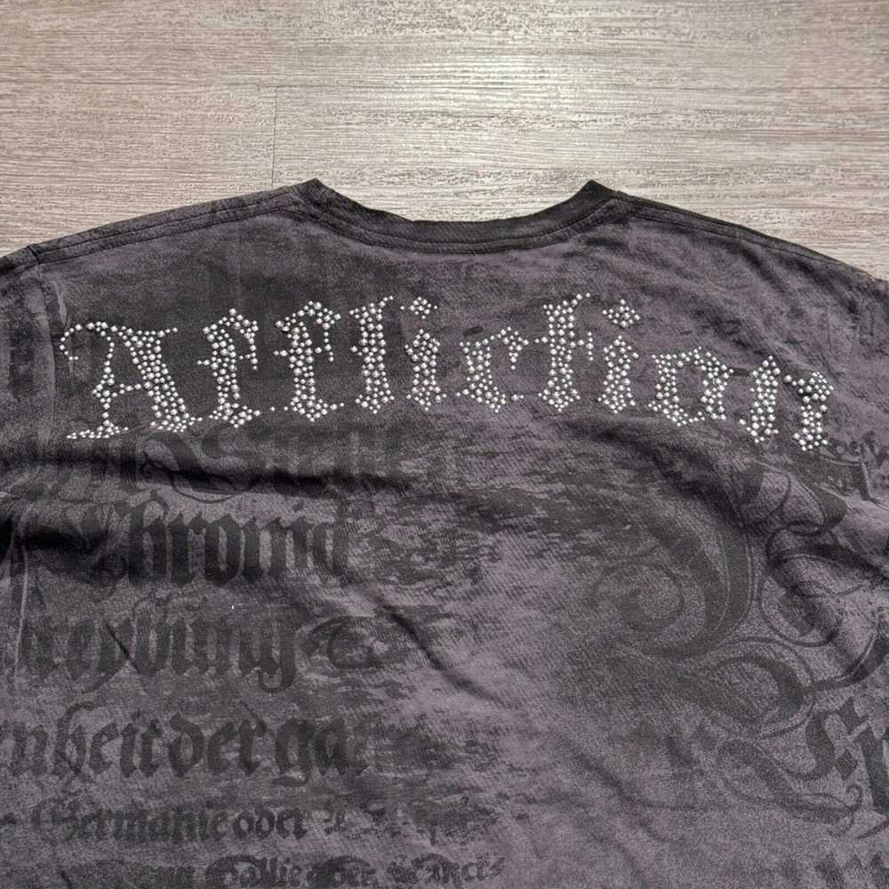 Affliction Shirt Mens Medium Gray Grunge Wings Bi… - image 8