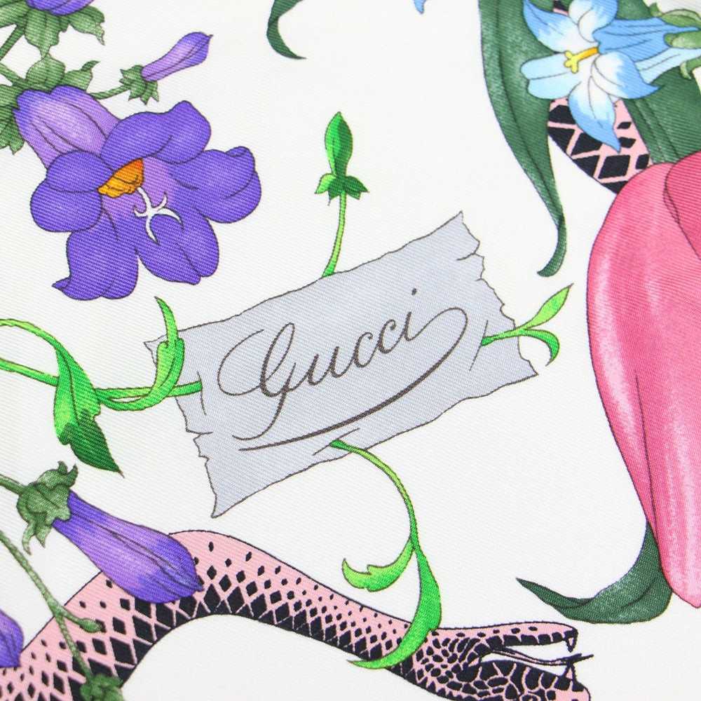 Gucci GUCCI Scarf Muffler Black Silk Flower Print… - image 2