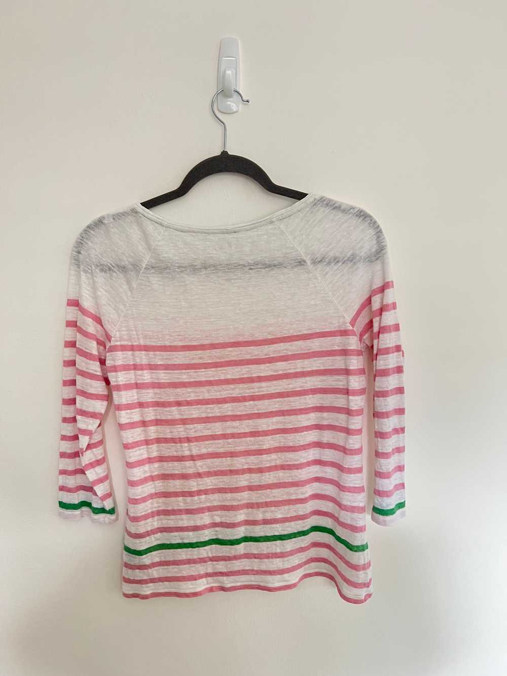 Boden Top Womens S XS Linen Striped White Pink Gr… - image 2