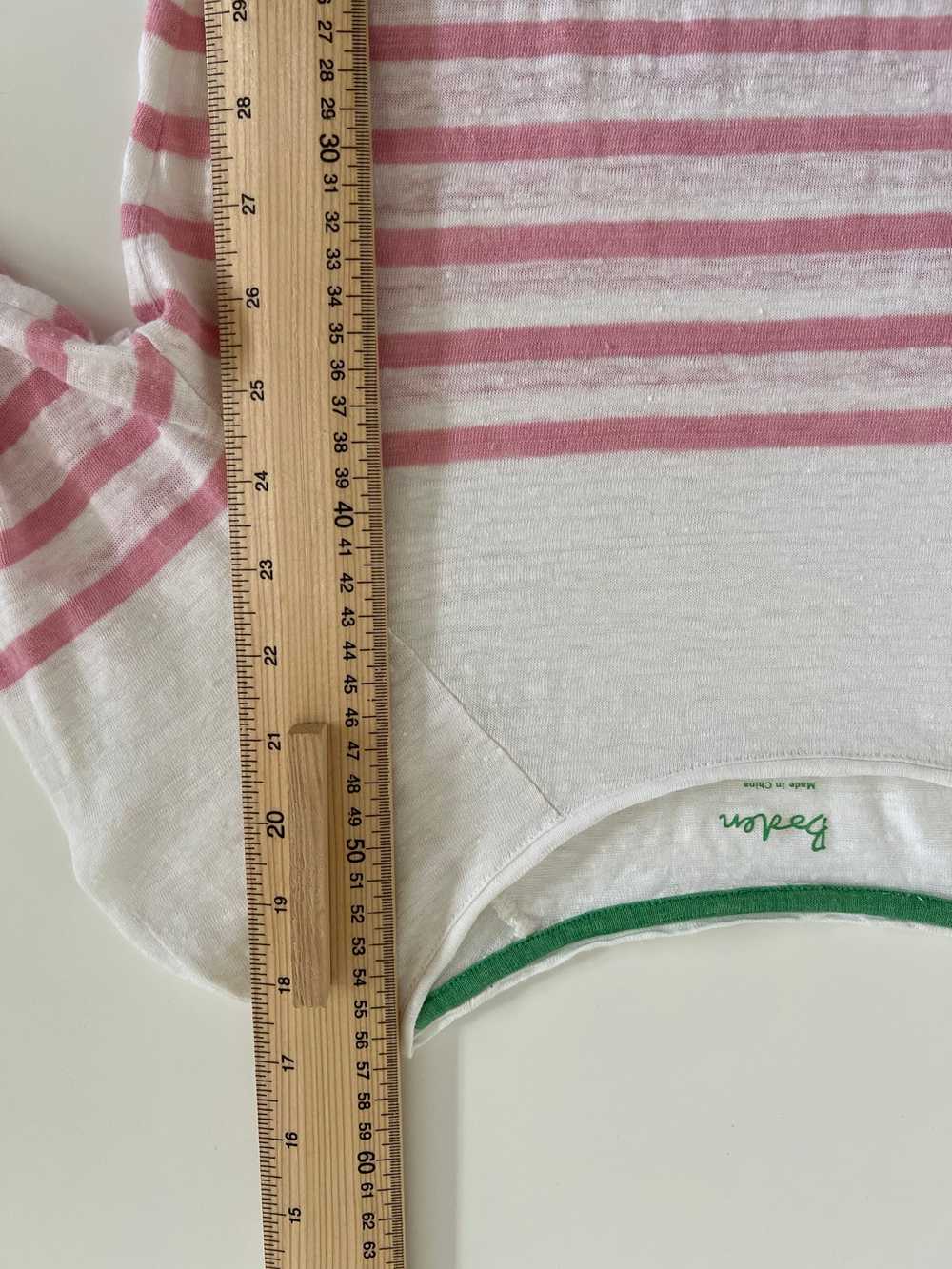 Boden Top Womens S XS Linen Striped White Pink Gr… - image 5