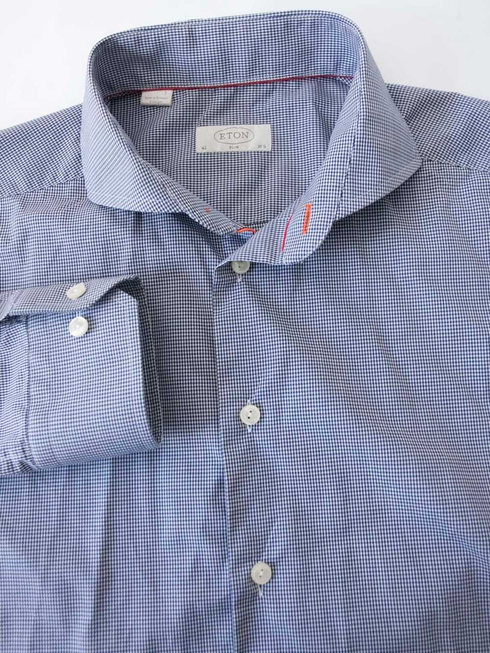 Eton Eton Shirt Blue Plaid Slim Size 16.5/ 42 - image 1