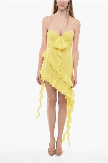 Versace og1mm0524 Ruffled Mini Dress in Yellow