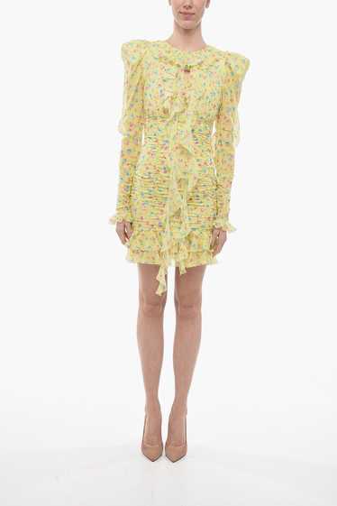 Alessandra Rich og1mm0524 Silk Mini Dress in Yello