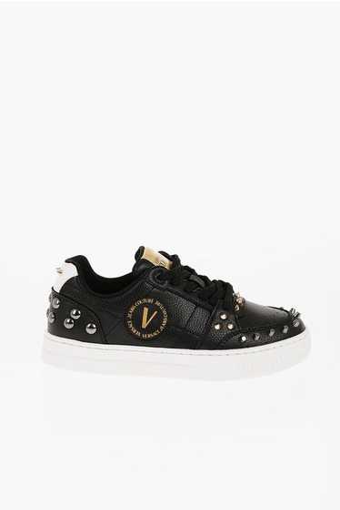 Versace og1mm0524 Leather Court Sneakers in Black - image 1