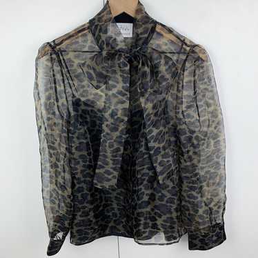 Mare Mare Puff Sleeved Tie Neck Blouse Leopard Pr… - image 1