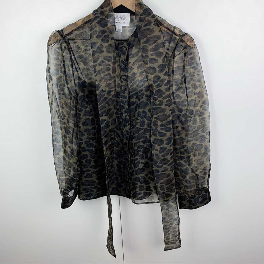 Mare Mare Puff Sleeved Tie Neck Blouse Leopard Pr… - image 4