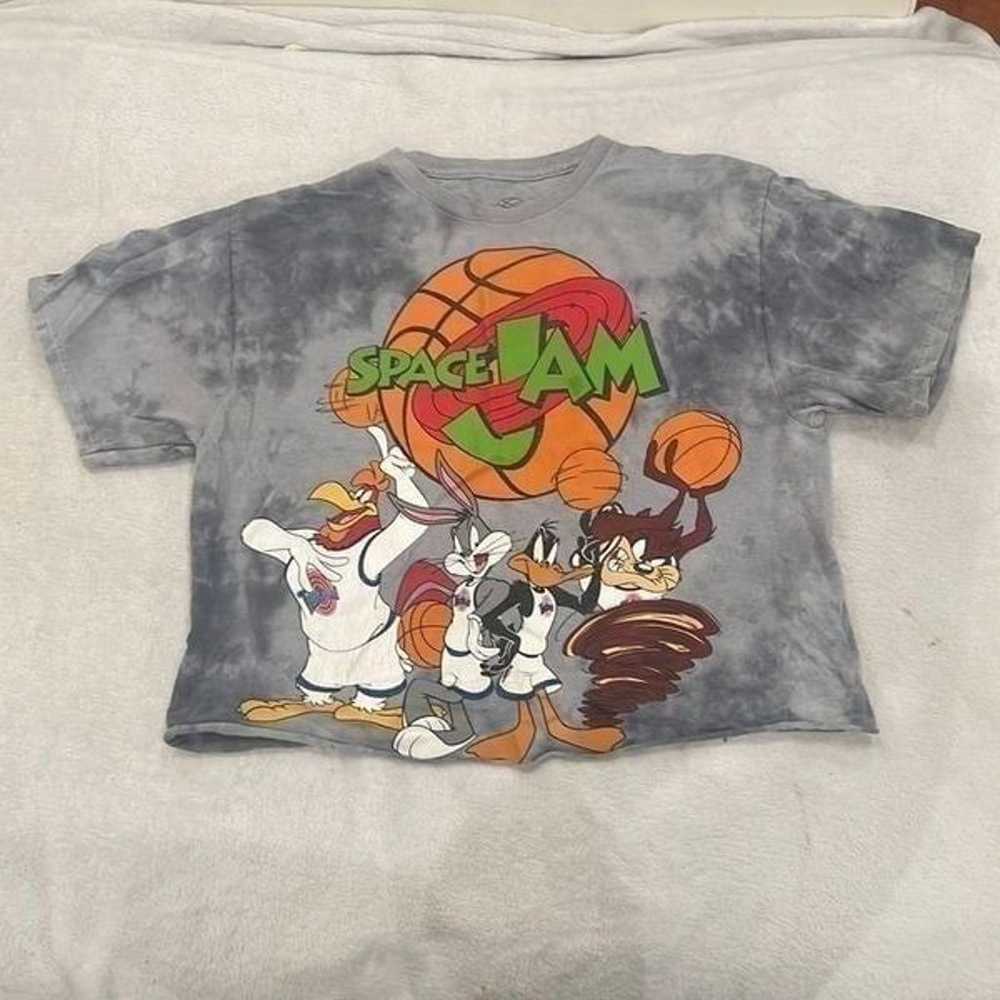 Space jam vintage size small tee cropped tie dye … - image 1