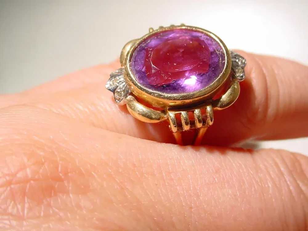 Vintage Amethyst Diamond Ring 14K Natural Purple … - image 10