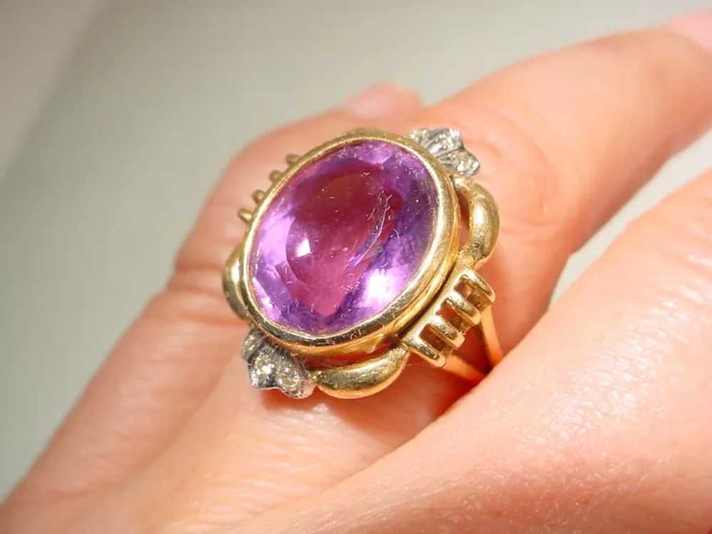 Vintage Amethyst Diamond Ring 14K Natural Purple … - image 11