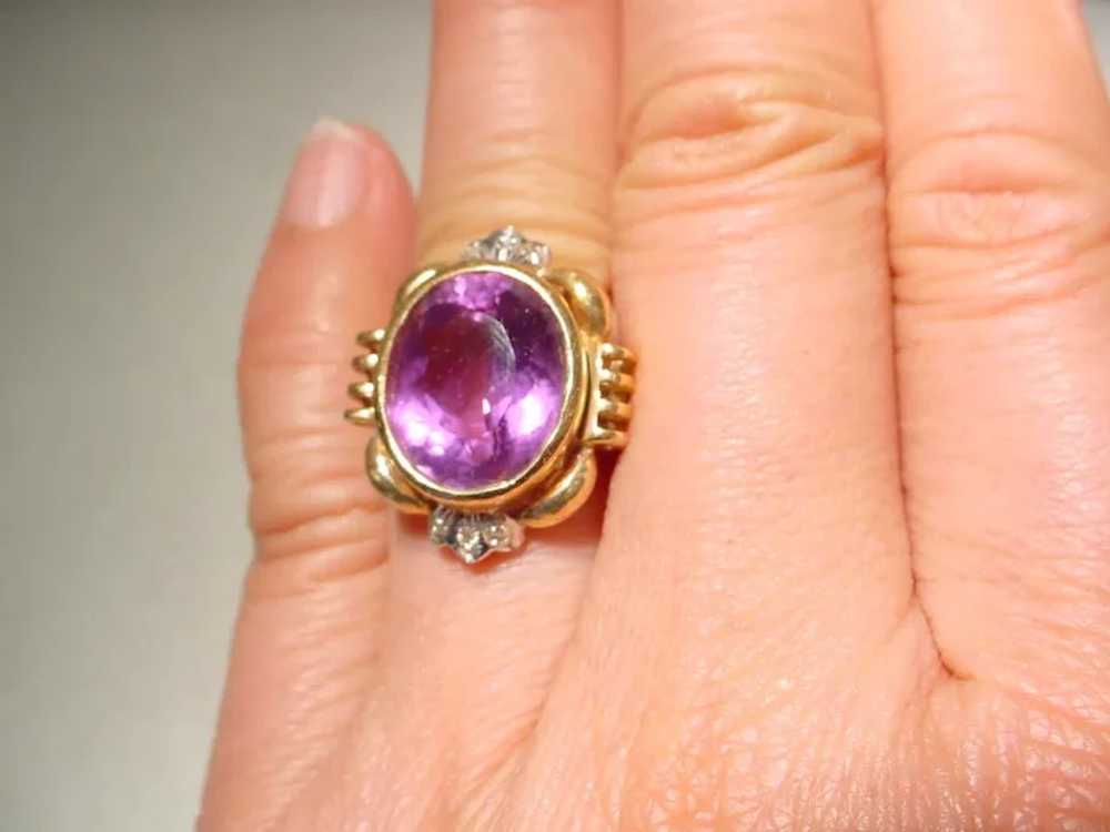 Vintage Amethyst Diamond Ring 14K Natural Purple … - image 12