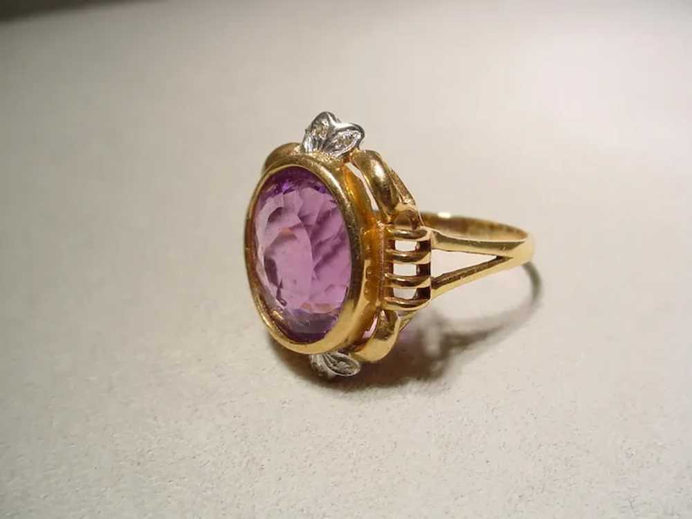 Vintage Amethyst Diamond Ring 14K Natural Purple … - image 3