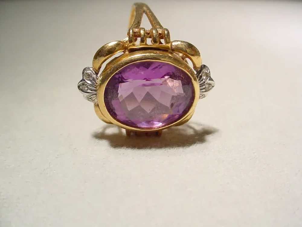 Vintage Amethyst Diamond Ring 14K Natural Purple … - image 4