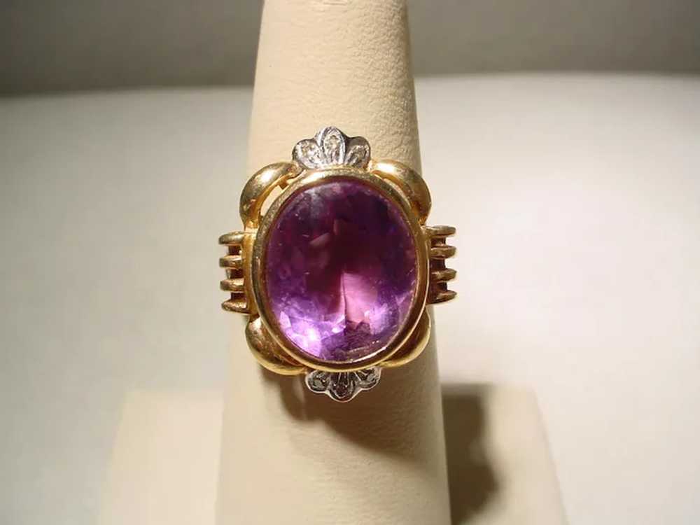 Vintage Amethyst Diamond Ring 14K Natural Purple … - image 5