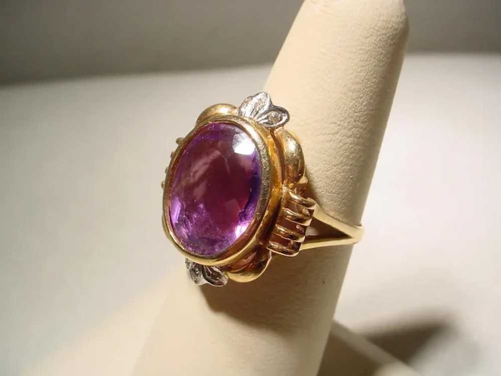 Vintage Amethyst Diamond Ring 14K Natural Purple … - image 6