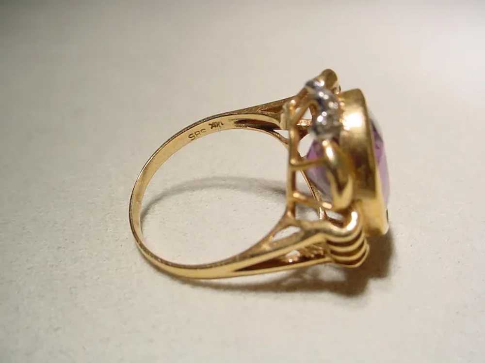 Vintage Amethyst Diamond Ring 14K Natural Purple … - image 7