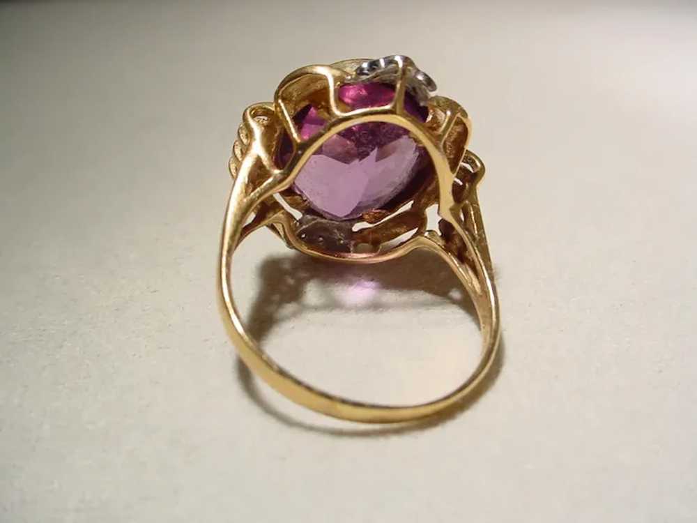 Vintage Amethyst Diamond Ring 14K Natural Purple … - image 8