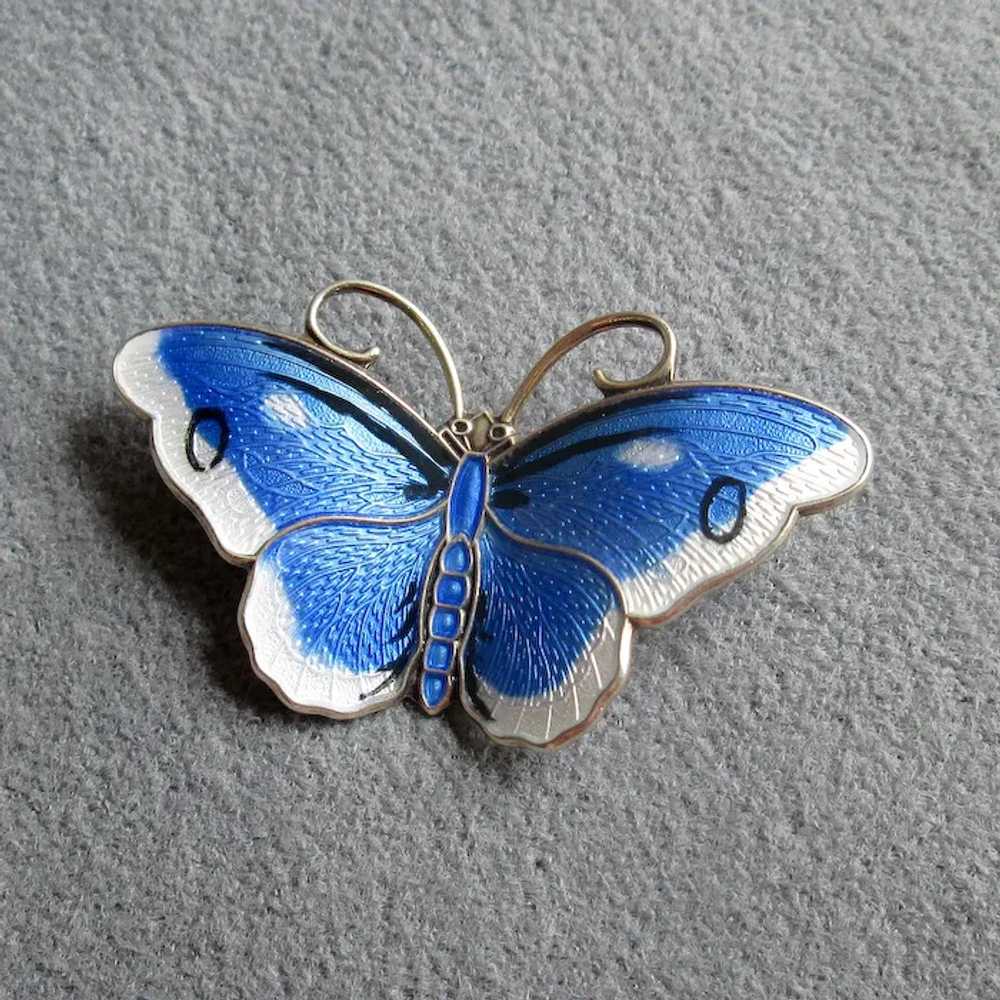 HP Norway Sterling Blue & White Enamel Butterfly … - image 2