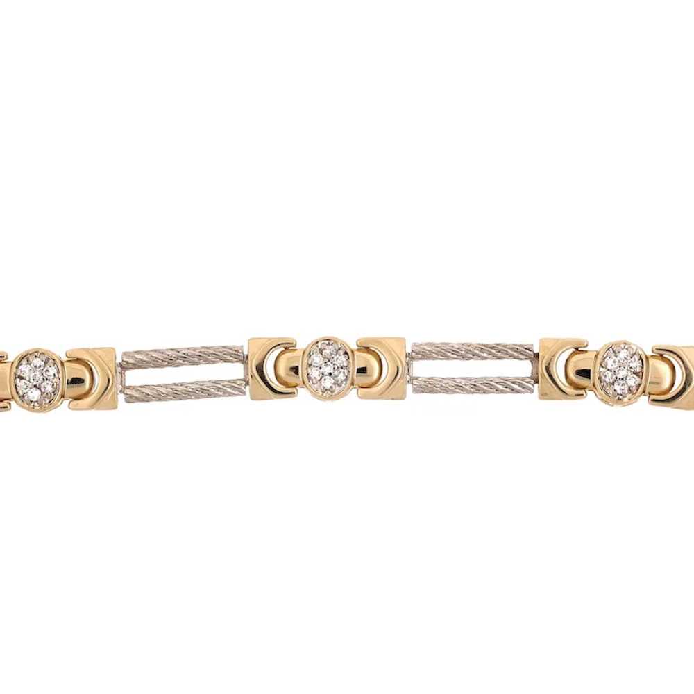 Diamond Cable Link Station Bracelet 14K Gold 0.84… - image 3