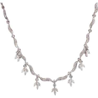 3.90 TW Diamond Necklace 18K White Gold Floral Le… - image 1