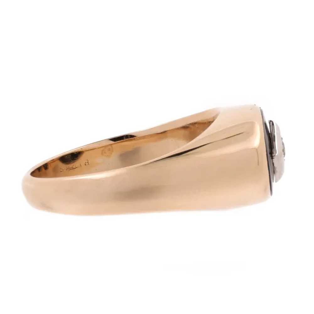 Men's Black Onyx Diamond Signet Ring 10K Gold 0.0… - image 4