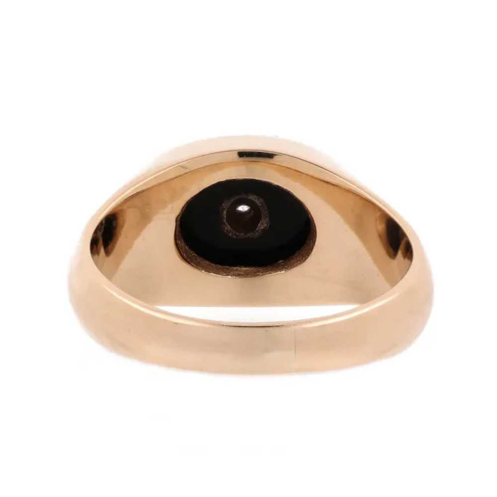 Men's Black Onyx Diamond Signet Ring 10K Gold 0.0… - image 6