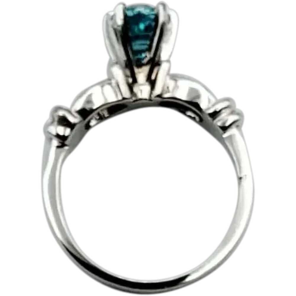 14K White Gold Blue Zircon Diamond Ring - image 6