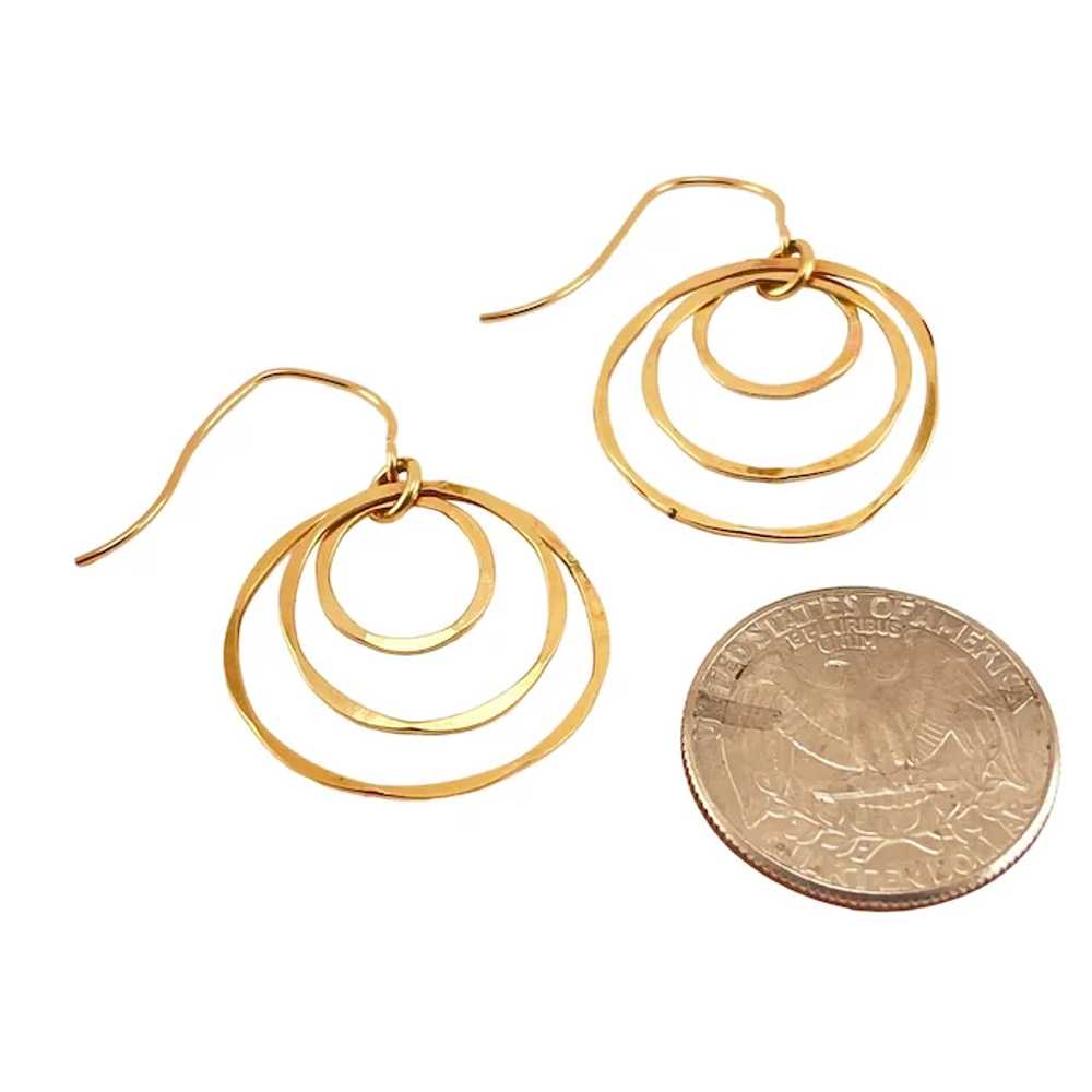 Triple Hoop Hammered Thin Gold Filled Wire Hoop D… - image 5