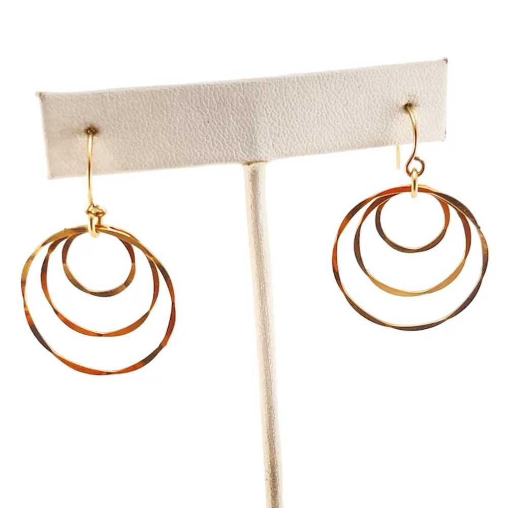 Triple Hoop Hammered Thin Gold Filled Wire Hoop D… - image 7