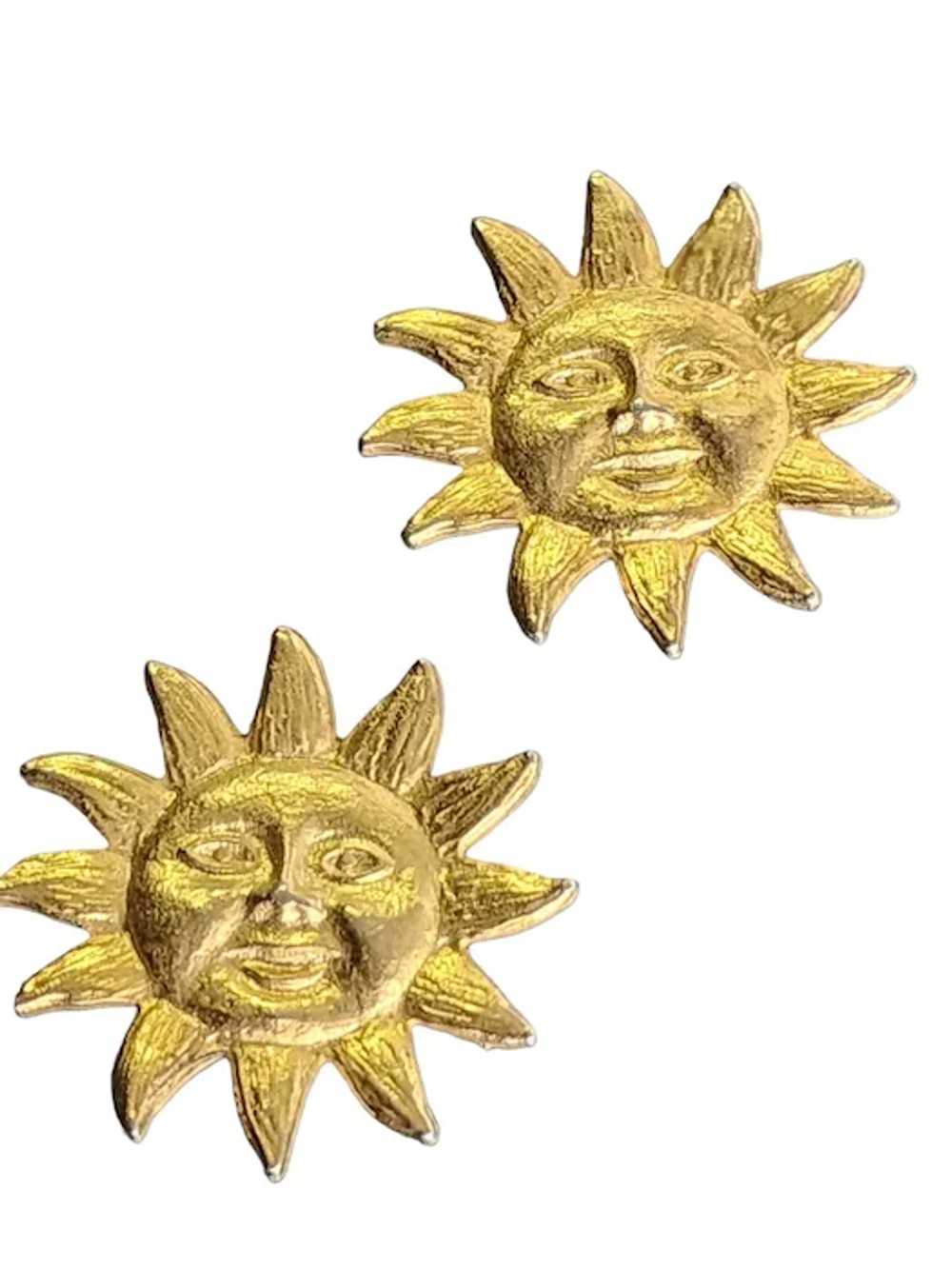 Vintage Signed Possibly Serafina Sun Clip Earring… - image 2