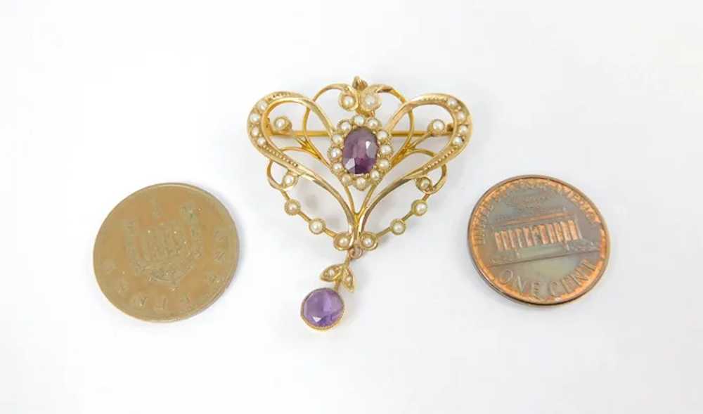 Antique EDWARDIAN 9ct Gold Purple GARNET Topped D… - image 10