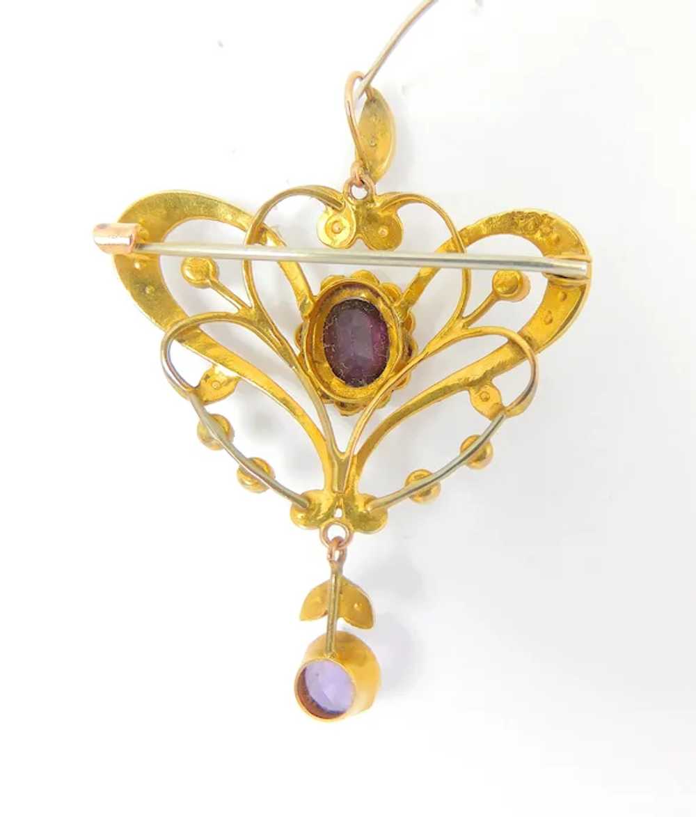 Antique EDWARDIAN 9ct Gold Purple GARNET Topped D… - image 4