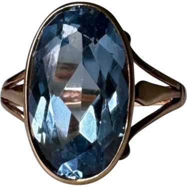 Antique 14K Yellow Gold Blue Topaz Ring - image 1
