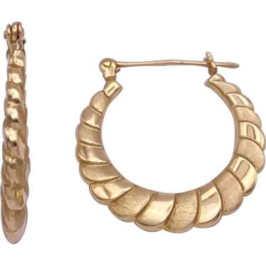 Hoop Earrings 14K Gold Shrimp Design With Alterna… - image 1