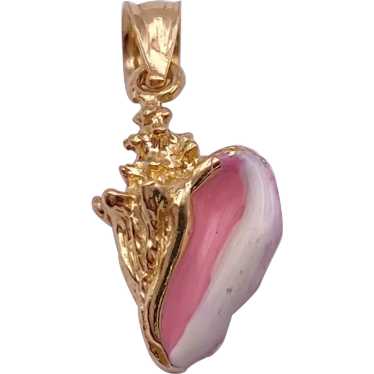 Conch Seashell Vintage Charm or Pendant 14K Gold … - image 1