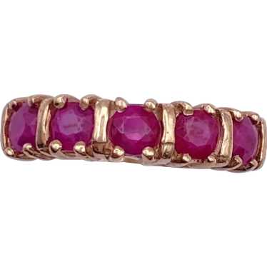 Natural Ruby Band Ring 5 Stone .75 Carat TW 10K Go
