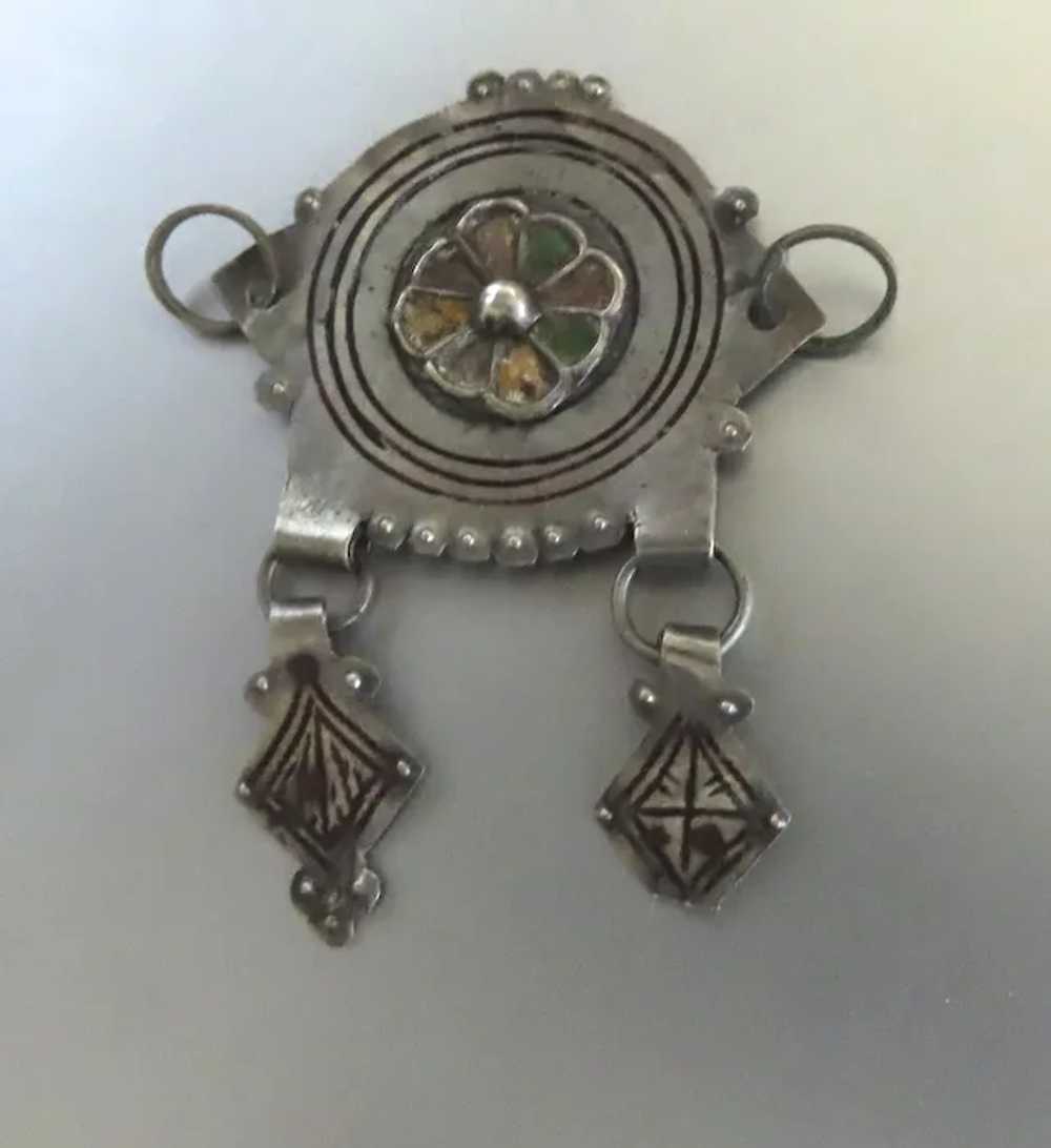 Morocco Silver Enamel Pendant of the Tiznit Berber - image 3