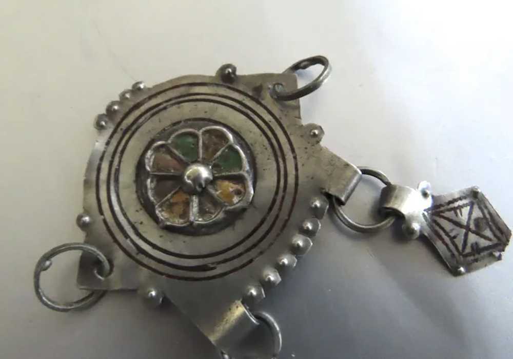 Morocco Silver Enamel Pendant of the Tiznit Berber - image 4