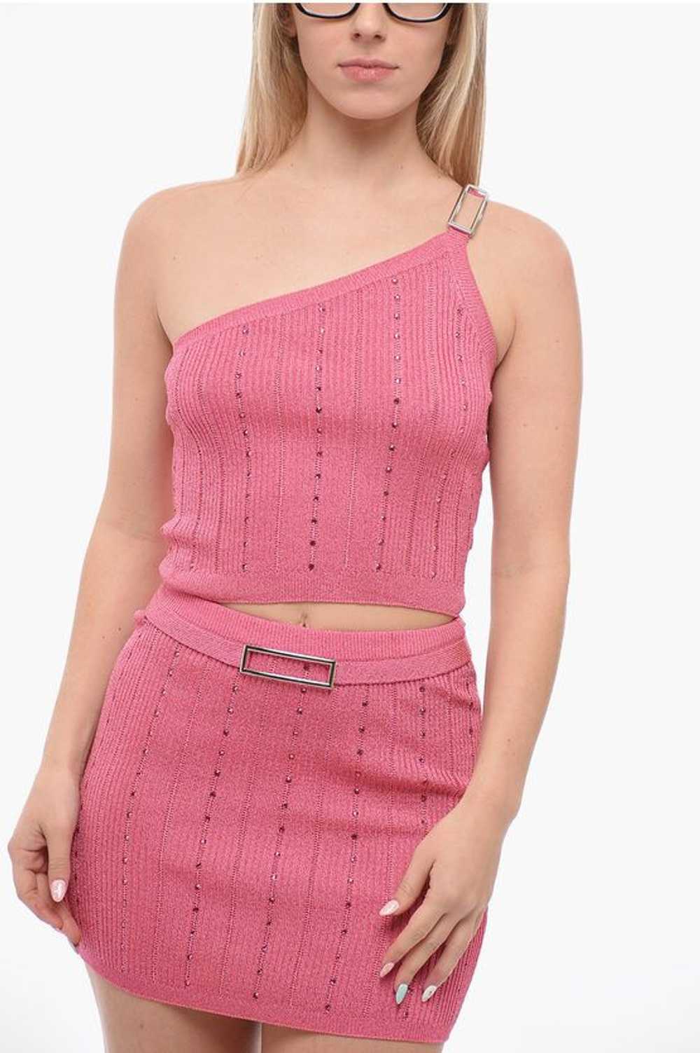 Versace og1mm0524 Lurex Crop Top in Pink - image 1